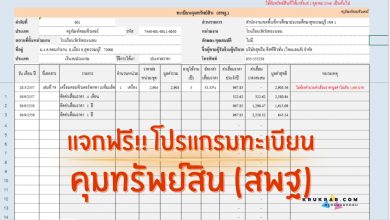 ดาวน์โหลด โปรแกรมทะเบียนคุมทรัพย์สิน (สพฐ) ไฟล์ Excel แก้ไขได้ แจกฟรี 