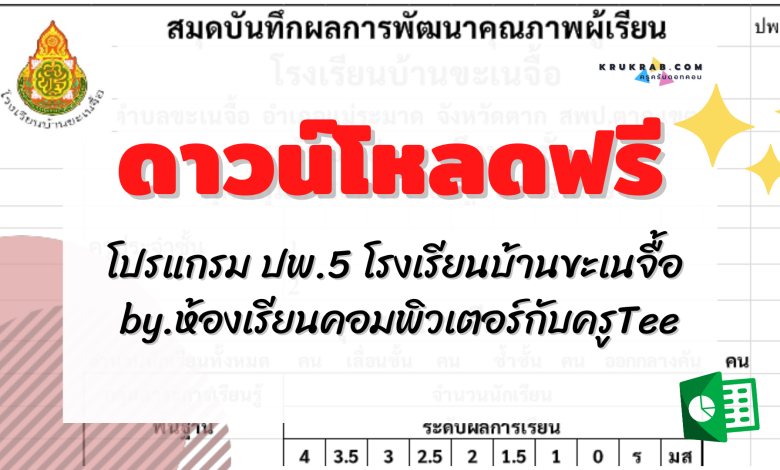 ดาวน์โหลดฟรี!! โปรแกรม ปพ.5 โรงเรียนบ้านขะเนจื้อ by.ห้องเรียนคอมพิวเตอร์กับครูTee