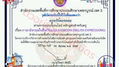 แบบทดสอบ เรื่อง ภาษาอังกฤษในชั้นเรียน (Classroom English Expression) จาก สพป.เพชรบูรณ์ เขต 3