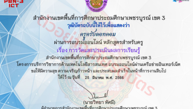 แบบทดสอบ เรื่อง การวัดและประเมินผลการเรียนรู้ หลักสูตรสำหรับครูผู้สอน จาก สพป.เพชรบูรณ์ เขต 3