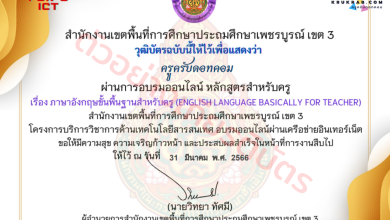 แบบทดสอบออนไลน์ เรื่อง ภาษาอังกฤษขั้นพื้นฐานสำหรับครู (English Language Basically for Teacher) หลักสูตรสำหรับครูผู้สอน จาก สพป.เพชรบูรณ์ เขต 3