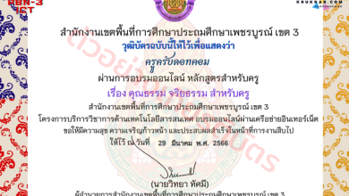 แบบทดสอบออนไลน์ เรื่อง คุณธรรม จริยธรรม สำหรับครู หลักสูตรสำหรับครูผู้สอน จาก สพป.เพชรบูรณ์ เขต 3