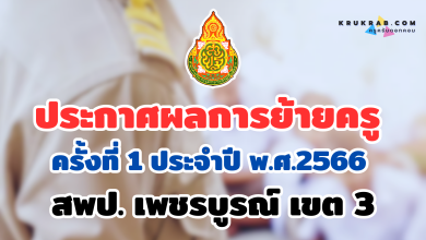 ผลย้ายครู 66 ประกาศผลการย้ายครู ครั้งที่ 1 ประจำปี พ.ศ.2566 สพป. เพชรบูรณ์ เขต 3